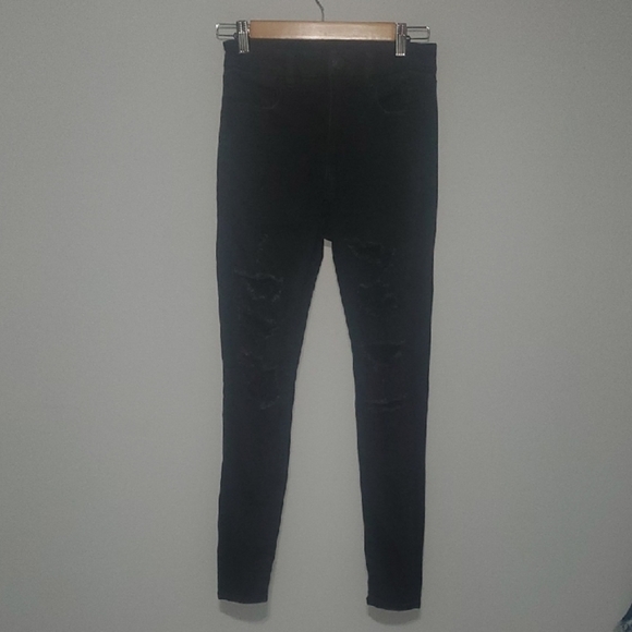 American Eagle Outfitters Jeans Womens Size 2 Curvy Hi-rise Jegging Black Ripped - Picture 1 of 16